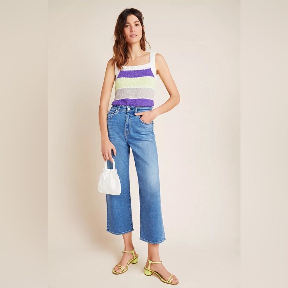 NEW Anthropologie CQY Sunday Ultra High-Rise Cropped Wide-Leg Jeans Size 31